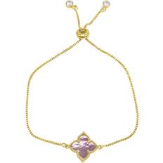 Adornia Four Point Flower Bolo Bracelet - Gold/Pink/Transparent