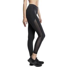 Urban Classics Women's Ladies Tech Mesh Stripe Leggings Skinny Leggings, (Black 7)