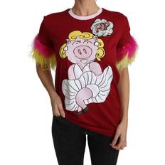 Dolce & Gabbana Womens Women Feathers T-shirt Cotton