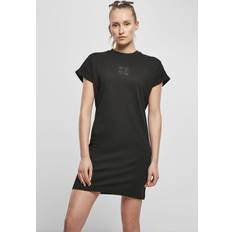 Urban Classics Women's Ladies Cut On Sleeve Printed Tee Dress, Black/Black