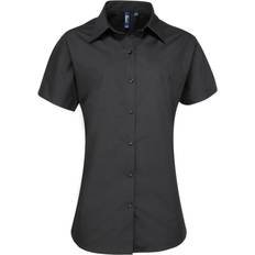 Premier Womens/Ladies Supreme Heavy Poplin Short Sleeve Work Shirt (14) (Black)