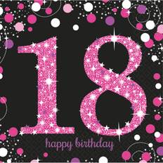 Birthdays Paper Napkins Amscan 9900579 Pink Sparkling Celebration 18th Birthday Luncheon Napkins 16 Pack