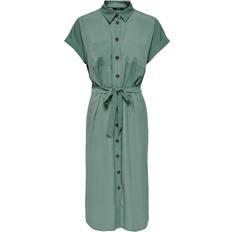 Only Hannover Midi Tie Belt Shirt Dress - Green/Laurel Wreath