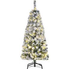 Christmas Trees on sale Homcom Prelit Artificial Snow Flocked Christmas Tree 120cm