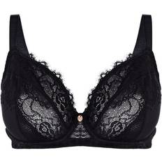 Oola Lace and Logo Non Padded Underwired Bra - Black