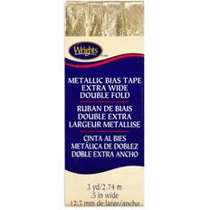 Ribbons, Tapes & Trims "Wrights 1/2" Gold Metallic Lame Extra Wide Double Fold Bias Tape 3 Yards"