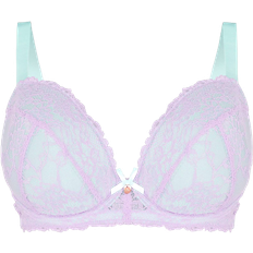 Oola Tonal Lace Padded Plunge Bra - Mint/Lilac