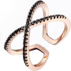 Everneed Scarlett Cross Ring - Rose Gold/Black