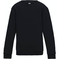 AWDis Kid's Plain Crew Neck Sweatshirt - Deep Black