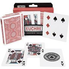 Brybelly Euchre Card Game 2 Specialty Decks, Pre-Stripped to 33 Cards for Classic American Euchre or 32 Card 6-Player Variant Custom Bower Jacks Card Art and Blank Counter Cards Included