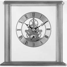 Silver Table Clocks Acctim Vermont Roman Numeral Analogue Quartz Skeleton Mantel Clock, 15cm, Silver Table Clock