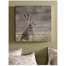 For The Home Hare Print On Wood Figurine