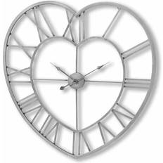 Hill Interiors Silver Heart Skeleton Wall Clock 89cm