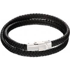 Fred Bennett Woven Plait Double Row Bracelet - Black/Silver