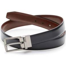 Perry Ellis Men's Reversible Feather Stitch-Edge Belt - Black/Brown