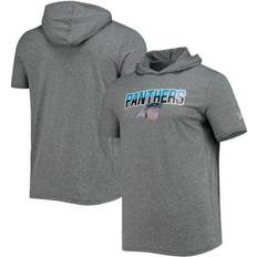 Men New Era Heathered Gray Carolina Panthers Team Brushed Hoodie T-Shirt