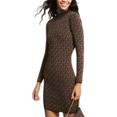 Michael Kors Logo Jacquard Mock Neck Dress - Chocolate