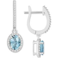 Macy's Leverback Drop Earrings - Silver/Aquamarine/Diamond