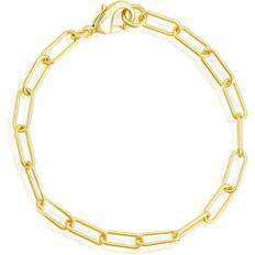 Adornia Paper Clip Chain Anklet 10" - Gold