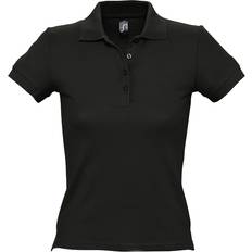 Sol's Women's People Pique Short Sleeve Cotton Polo Shirt - Black