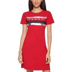 Tommy Hilfiger Women - XL Dresses Tommy Hilfiger Short Sleeve Foil Logo Dress - Scarlet