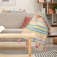 Stripes Blankets LR Home Striped Blankets Pink, Yellow, Blue (152.4x127cm)