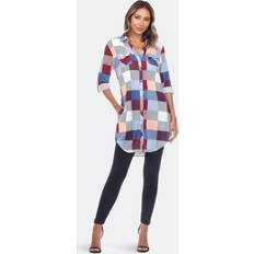 White Mark 17558-03-L Women Plaid Tunic Shirt