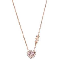 Michael Kors Crystal Heart Pendant Necklace - Rose Gold/Pink