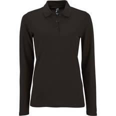 Women - XL Polo Shirts Sol's Women's Perfect Long Sleeve Pique Polo Shirt - Black