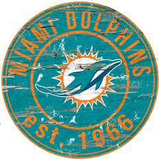 Fan Creations Miami Dolphins Distressed Round Sign Board