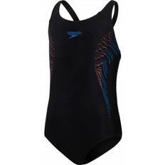 Sportswear Garment Bathing Suits Children's Clothing Speedo Girl's Plastisol Placement Muscleback Swimsuit - Black/Siren Red/Blue Flame