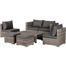 Grey Outdoor Lounge Sets Garden & Outdoor Furniture OutSunny Outdoor Patio Furniture Set Wicker Rattan Sofa Outdoor Lounge Set