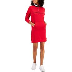 Tommy Hilfiger Women's Logo Funnel-Neck Sweatshirt Dress - Scarlet