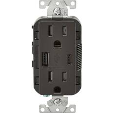 Leviton 3894524 15 amp 125 V Brown Outlet & USB Charger Nema 5-15R