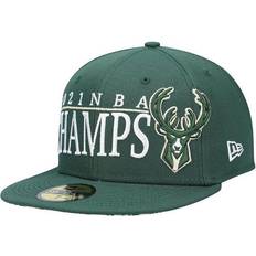 New Era Milwaukee Bucks 2021 Nba Champs Retro Pop Undervisor 59Fifty Fitted Hat Men - Hunter Green