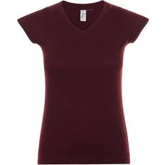 Sol's Moon V Neck Short Sleeve T-shirt - Oxblood