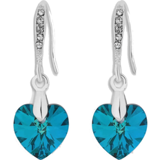 Jon Richard Radiance Collection Heart Drop Earrings - Silver/Blue/Transparent