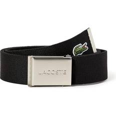 Lacoste Polyester Belts Lacoste Engraved Buckle Woven Fabric Belt - Black