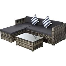 Sunbathing Garden & Outdoor Furniture OutSunny 860-017BK Outdoor Lounge Set, 1 Table incl. 3 Sofas