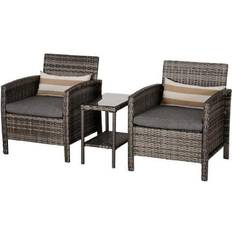 OutSunny 2-Seater PE Rattan Set Grey Bistro Set