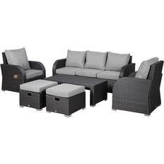 OutSunny 860-105V70 Outdoor Lounge Set, 1 Table incl. 2 Chairs & 1 Sofas