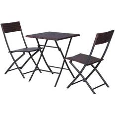 Brown Bistro Sets Garden & Outdoor Furniture OutSunny 2-Seater Rattan Bistro Bistro Set, 1 Table incl. 2 Chairs