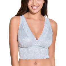 Cosabella Never Say Never Metallics Curvy Plungie Longline Bralette - Dove Gray Silver