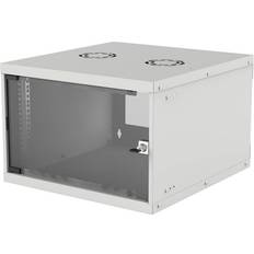 Intellinet 714150 Network Cabinet, Wall Mount (basic) 6u, Usable Depth 340mm/width 485mm, Grey, Flatpack, Max 50kg, Glass Door, 19, Par