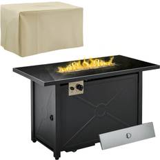 Fire Pits & Fire Baskets OutSunny Propane Gas Fire Pit Table, 50000BTU Smokeless Firepit Black