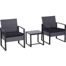 Brown Bistro Sets Garden & Outdoor Furniture OutSunny 863-013 Bistro Set, 1 Table incl. 2 Chairs