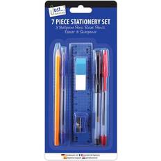 Rulers 7pc School Office Home Stationery Set Pencil Rubber Sharpener Ruler 3 x Ink Pens