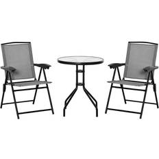 Grey Bistro Sets Garden & Outdoor Furniture OutSunny 3 Piece Bistro Bistro Set, 1 Table incl. 2 Chairs