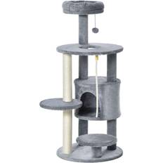 Pawhut Activity Center w/ Hanging Ball & Teasing Rope Grey