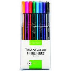 Red Fineliners Q-CONNECT Triangular Fineliners Assorted Colour (8 Pack)